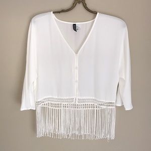Crop tell with tassels